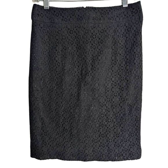Banana Republic Black Lace Crochet Pencil Straight Skirt Knee Length Womens 2 - Picture 1 of 5